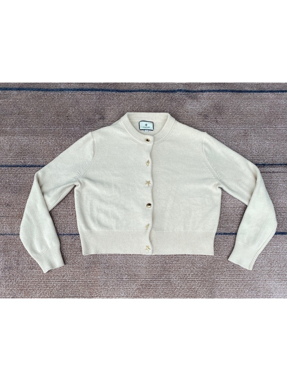 Tuckernuck Sandstone Seashell Molly Cardigan slim fit small nautical coastal